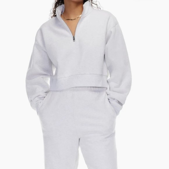 Women’s Gray and White Quarter-Zip Tops - Picture 2 of 9